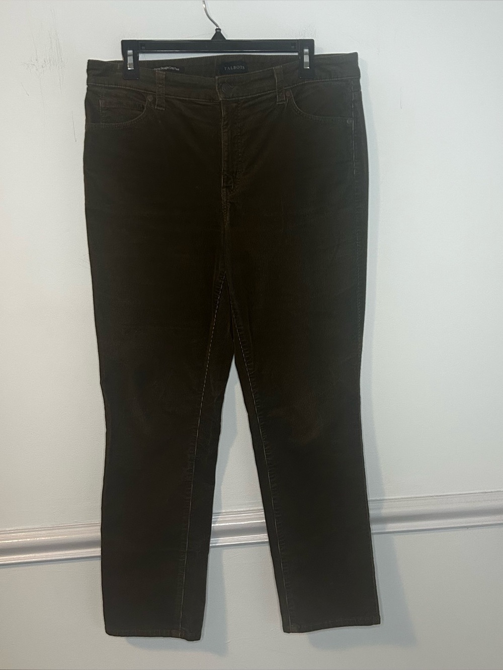Talbots Olive Green Corduroy Straight Leg Pants Size 10 Petite